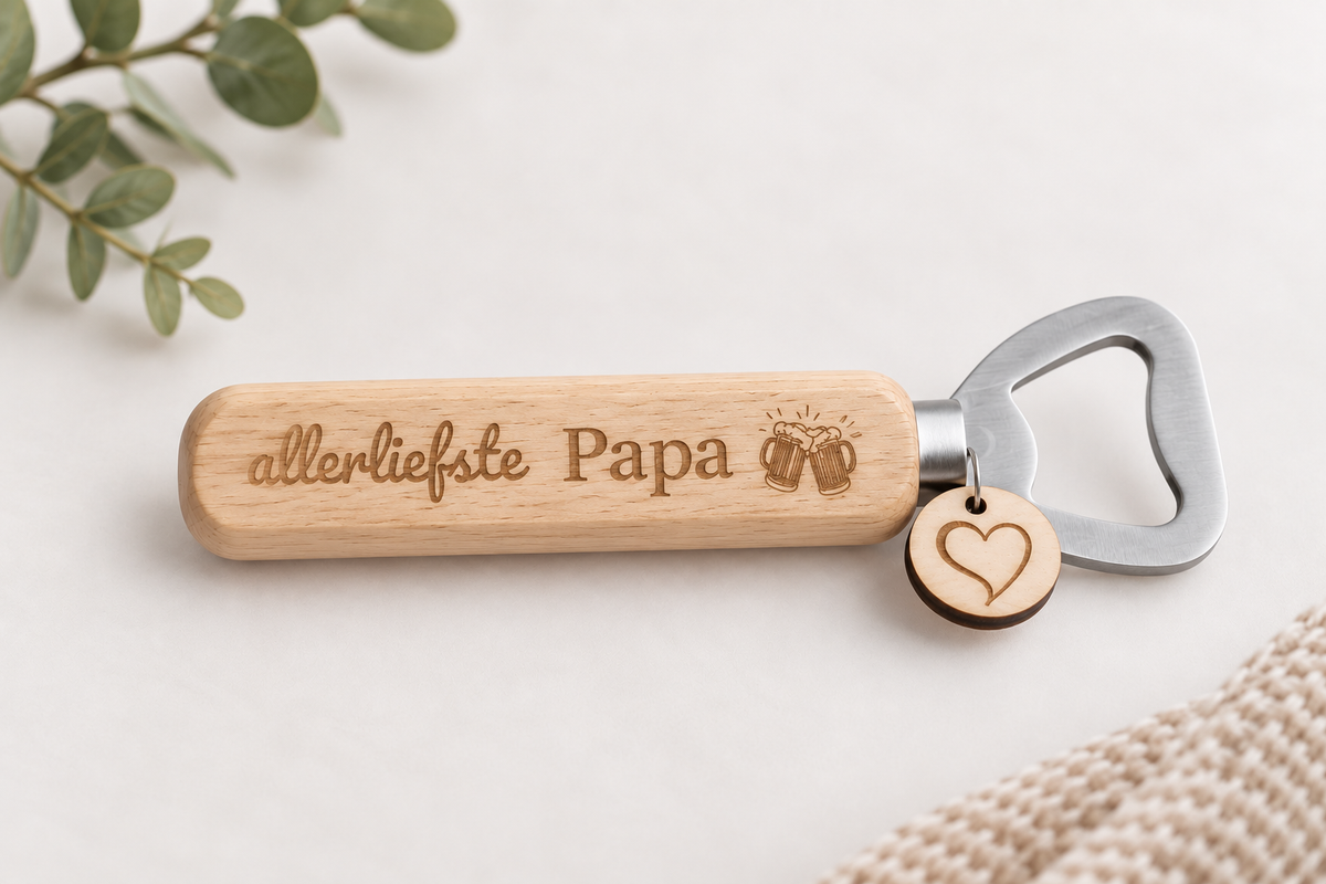 Houten flessenopener Papa
